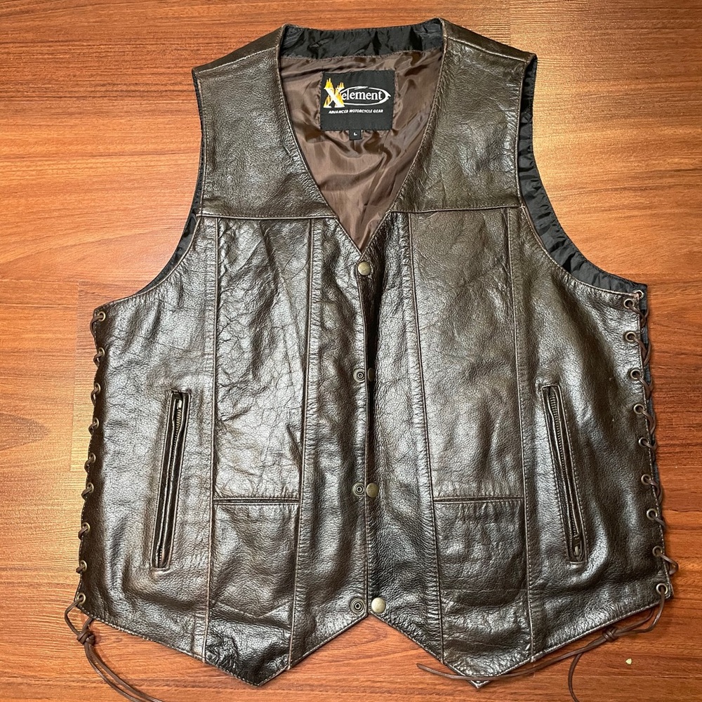 Xelement Advanced Motorcycle Gear Leather Vest.